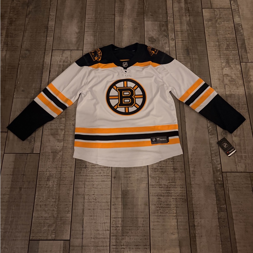 Fanatics Boston Bruins White Black Gold Hockey Jersey